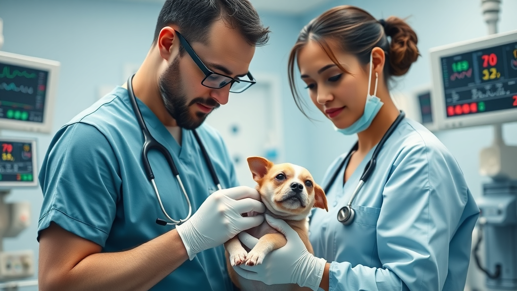 Vet team provides urgent emergency veterinary care for injured dog.