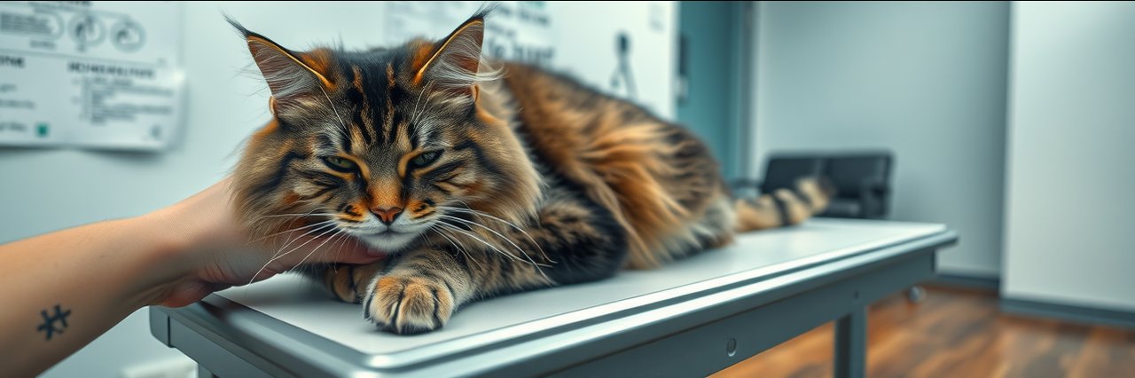 Cat being gently examined at veterinary diagnostics Cincinnati clinic.