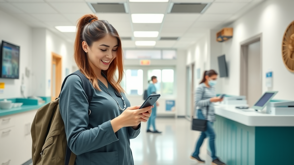 Pet owner uses mobile emergency veterinary care registration on smartphone.