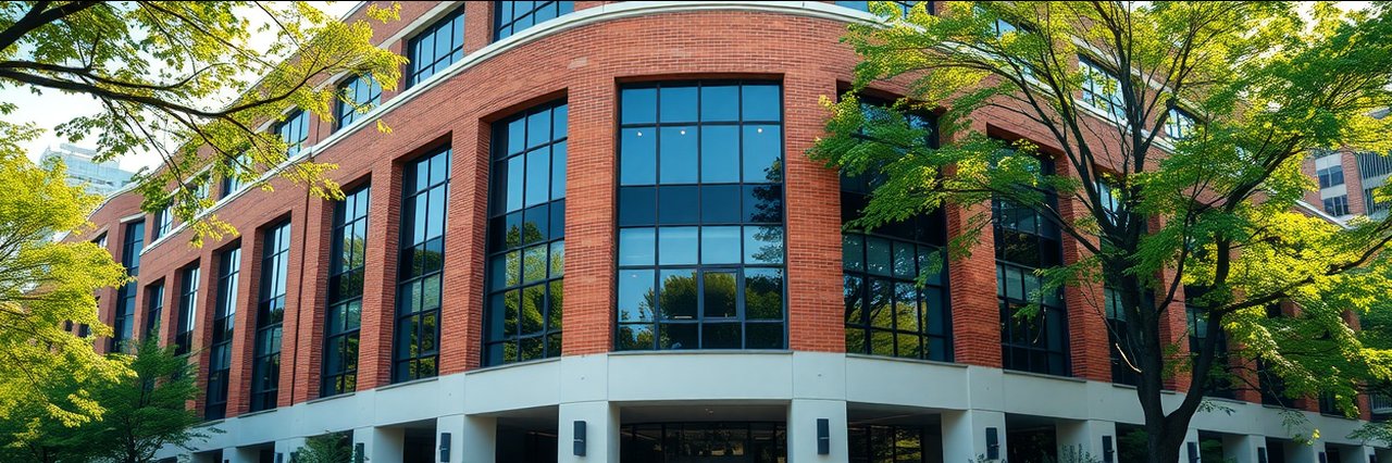 Modern office building with large windows, ideal for estate planning solutions.