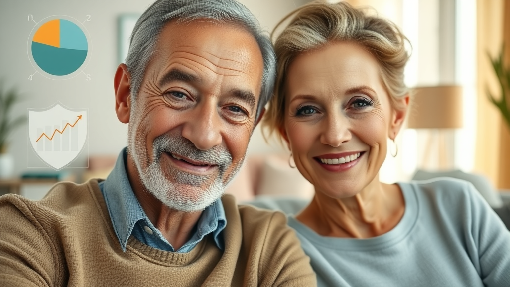Happy retired couple symbolizing secure investment management success