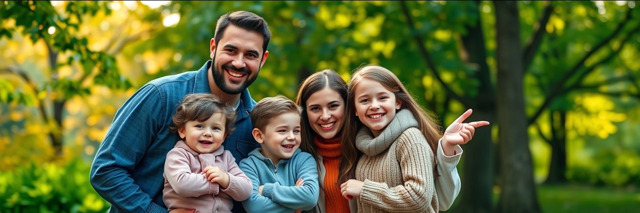 Happy family in a park symbolizing trust-based wealth management values