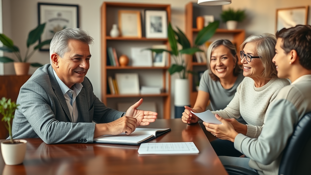 Adviser guiding family in trust-based wealth management with personal touch