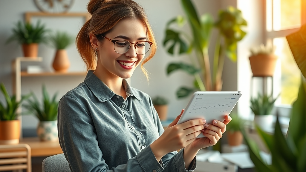 Female business owner uses digital tools for financial mastery