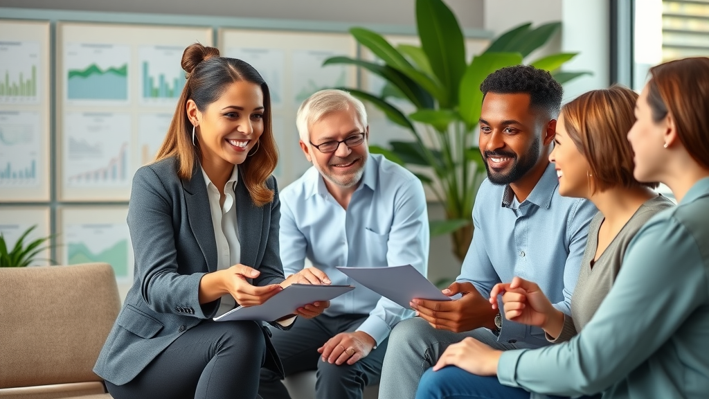 Financial advisor leading family in comprehensive financial planning session