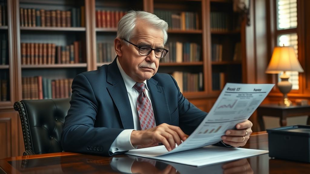 Older professional mastering tax planning techniques in sophisticated office