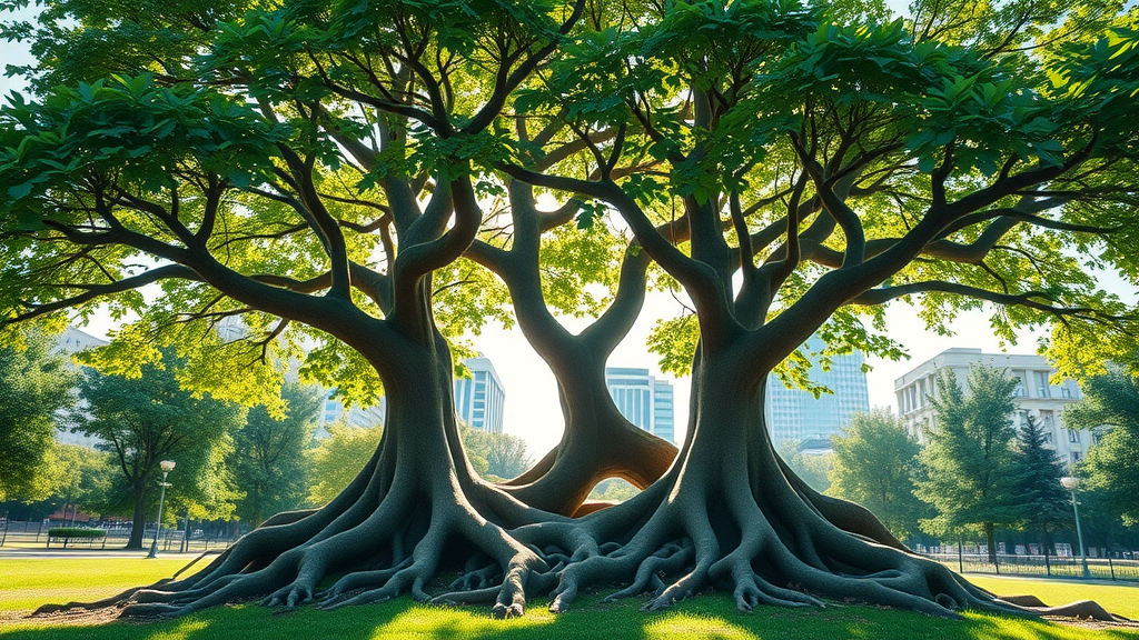Intertwined trees symbolize strong merger culture in financial firms