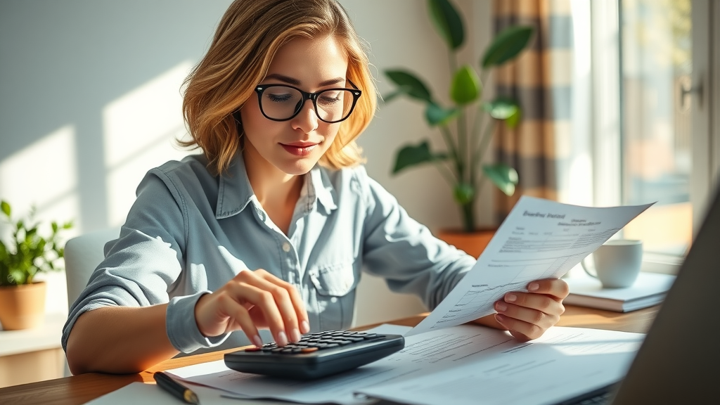 Woman empowered by hourly financial services organizing her personal finances.