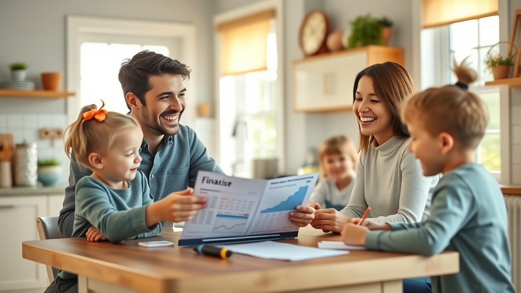 Family achieves financial clarity using hourly financial services at home.
