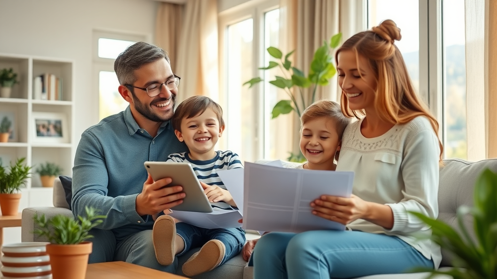 Happy family planning finances together showing benefit of holistic financial planning