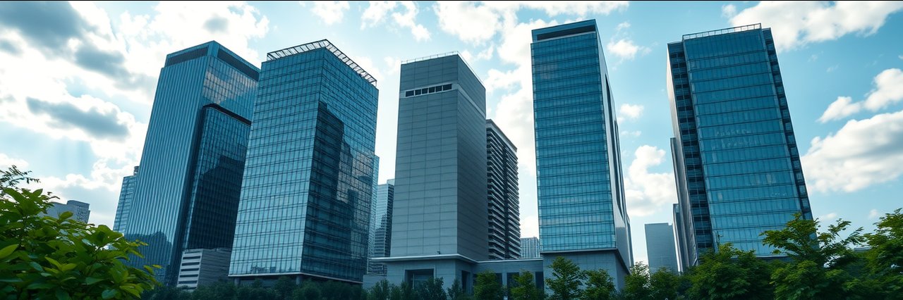 Financial planning concept cityscape with modern office skyscrapers downtown